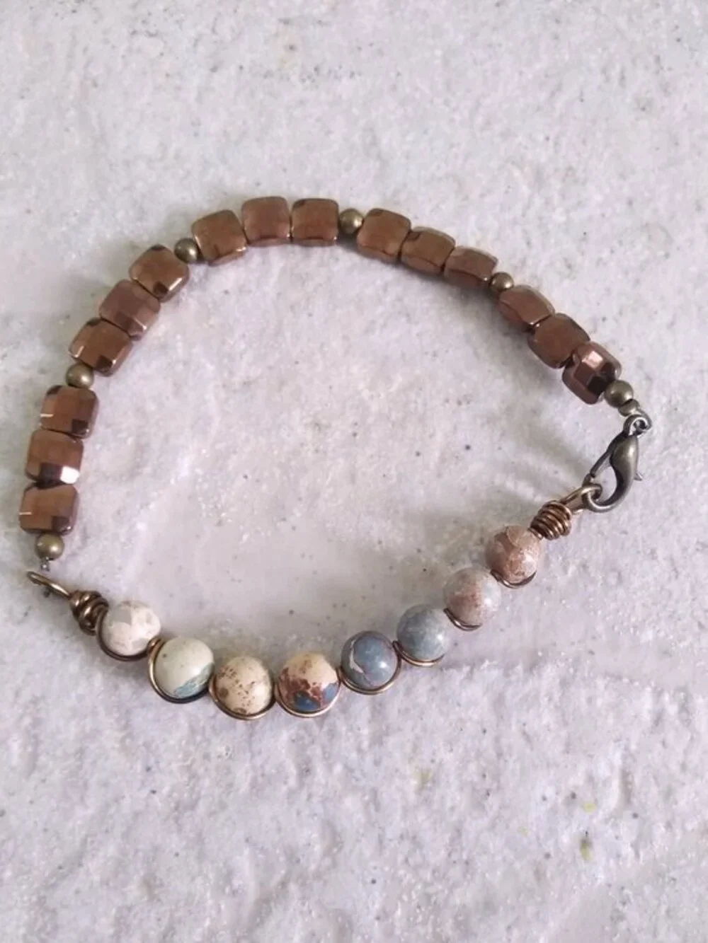 Dreamy Understated Stone & Tile Bracelet ~ 7-7.5
